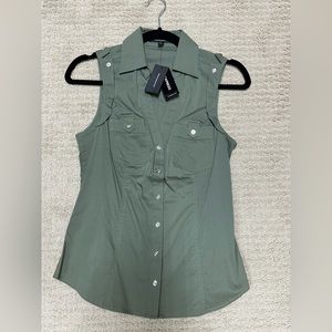 Express Sleeveless Button Down Top